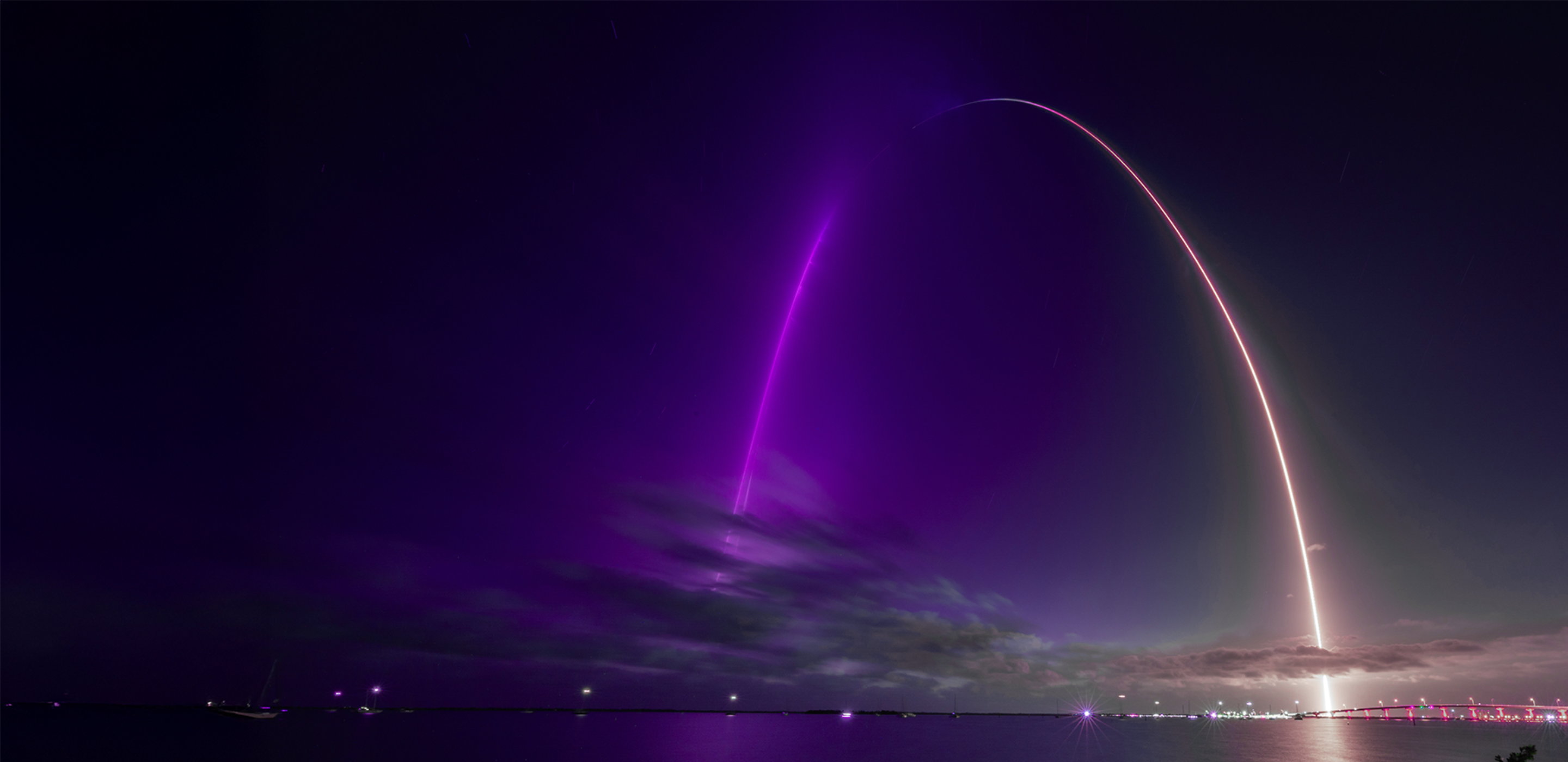 An arc of light connecting two locations